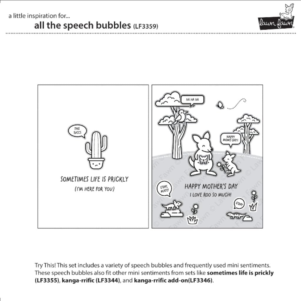 Lawn Fawn LF3359 All The Speech Bubbles 4X6 Clear Stamp Set