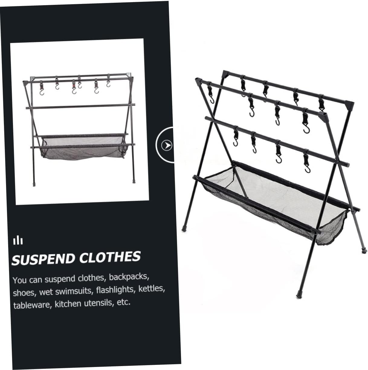 PRETYZOOM Camping Grill Stand Mesh Picnic Rack Foldable Camping Rack Storage for Outdoor