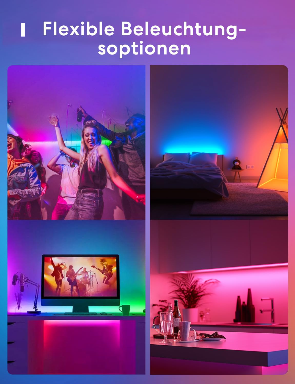 Meross LED Streifen, 5m, Led Leiste WLAN Kompatibel mit HomeKit und Alexa | mit Google Home, Geeignet für TV, Balkon deko, Wohnzimmer, Unterbauleuchte Küche, Weihnachten Deko, RGBWW, 2700K-6500K