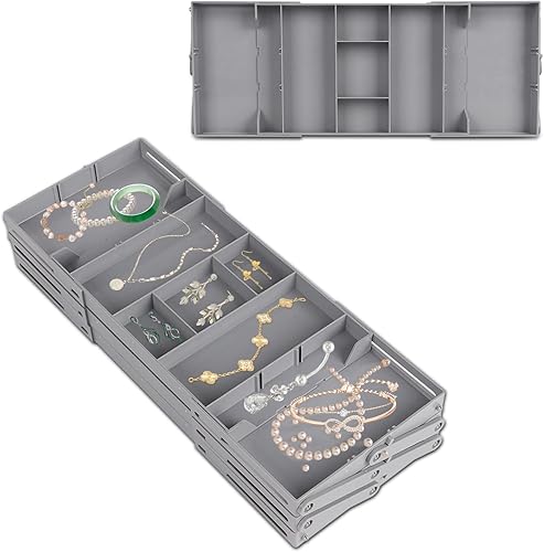 Miniatura 3 de Organizador de cajones de 3 niveles, organizador de basura plegable apilable de varios niveles, bandejas plegables de varios niveles para