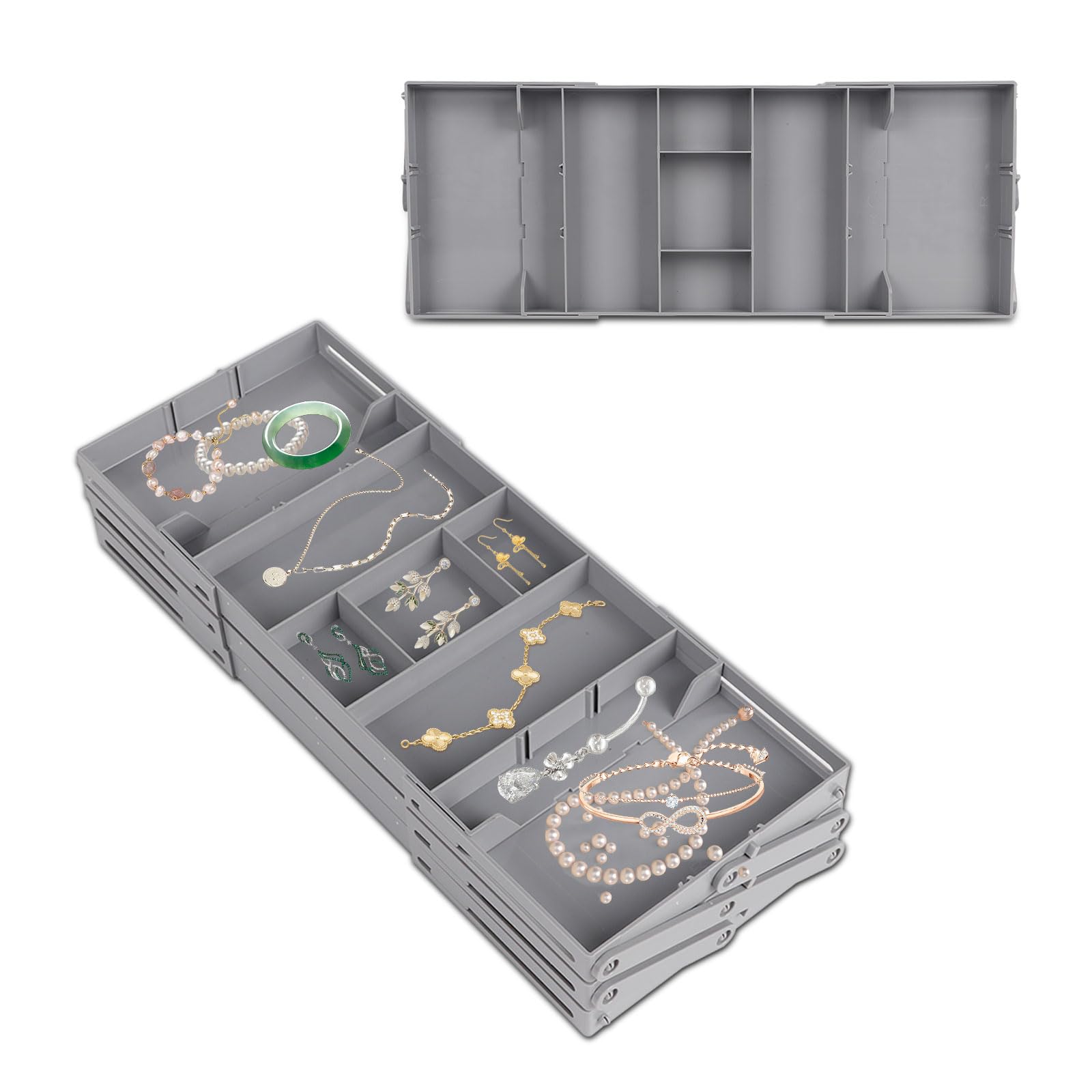 mumisuto Organizer Cassetti Estensibile, Divisorio Plastica con 3 Ripiani, Organizzatore Cassetti Per Trucchi, Organizer Cassetto Estensibile Per Forniture Ufficio, Bagno, Cucina (Singola)