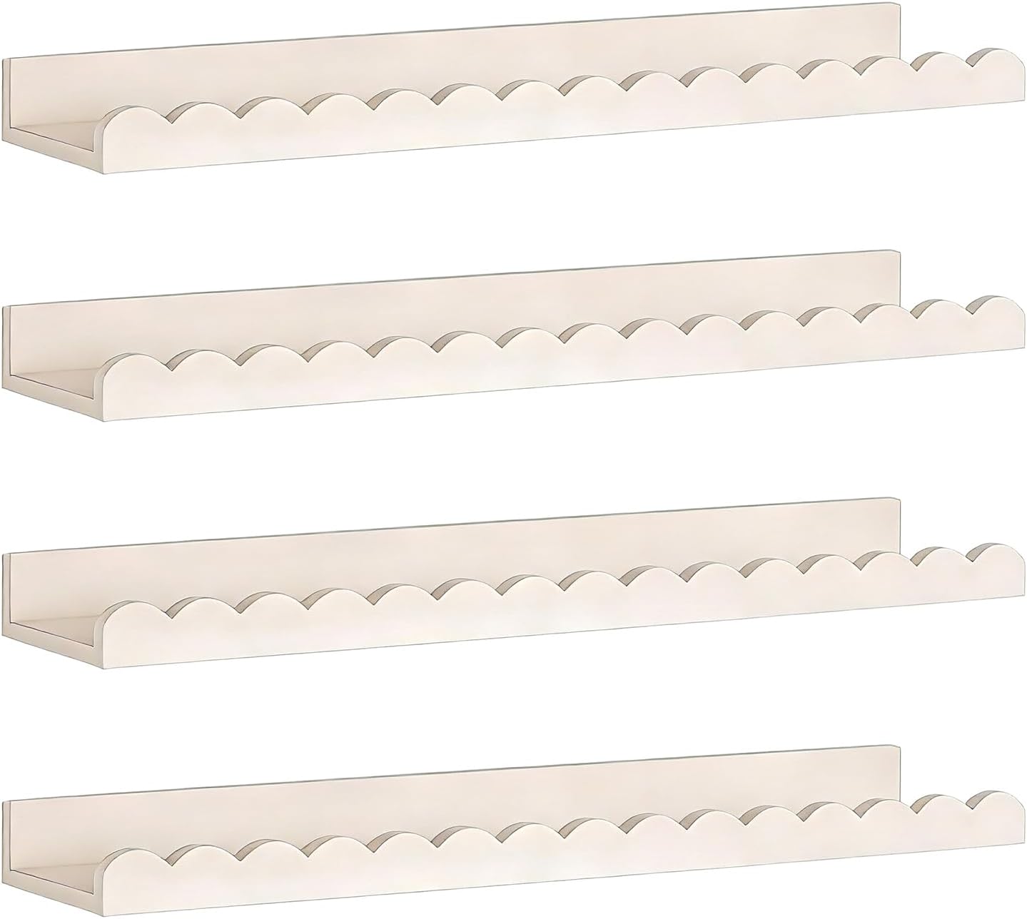 4 Pieces Wall Mounted Storage Shelves for Room Sturdy Wooden Floating Modern Nursery Shelf