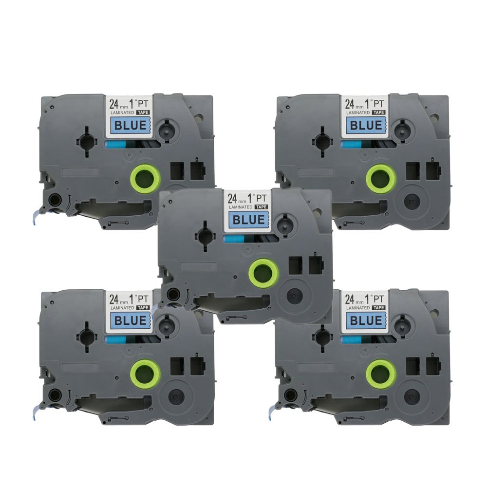 BROVACS 5 Pack Black on Blue Label Tape Compatible for Brother P-Touch TZ 551 TZe 551 24mm 1" OPA1155x5