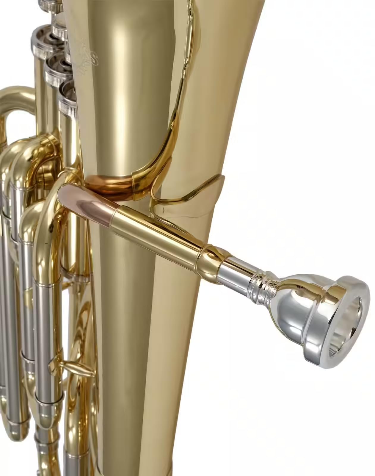 Woodbrass WSH200 - Saxhorn Baryton Si♭ Verni – Instrument à vent Débutant Prêt à Jouer, Laiton Verni, 3 Pistons, Étui Sac à Dos & Embouchure Inclus