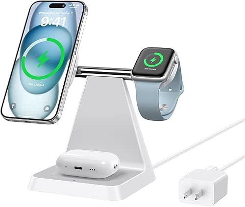 Magnetic Wireless Charger for iPhone - 3-in-1 Fast Charging Station