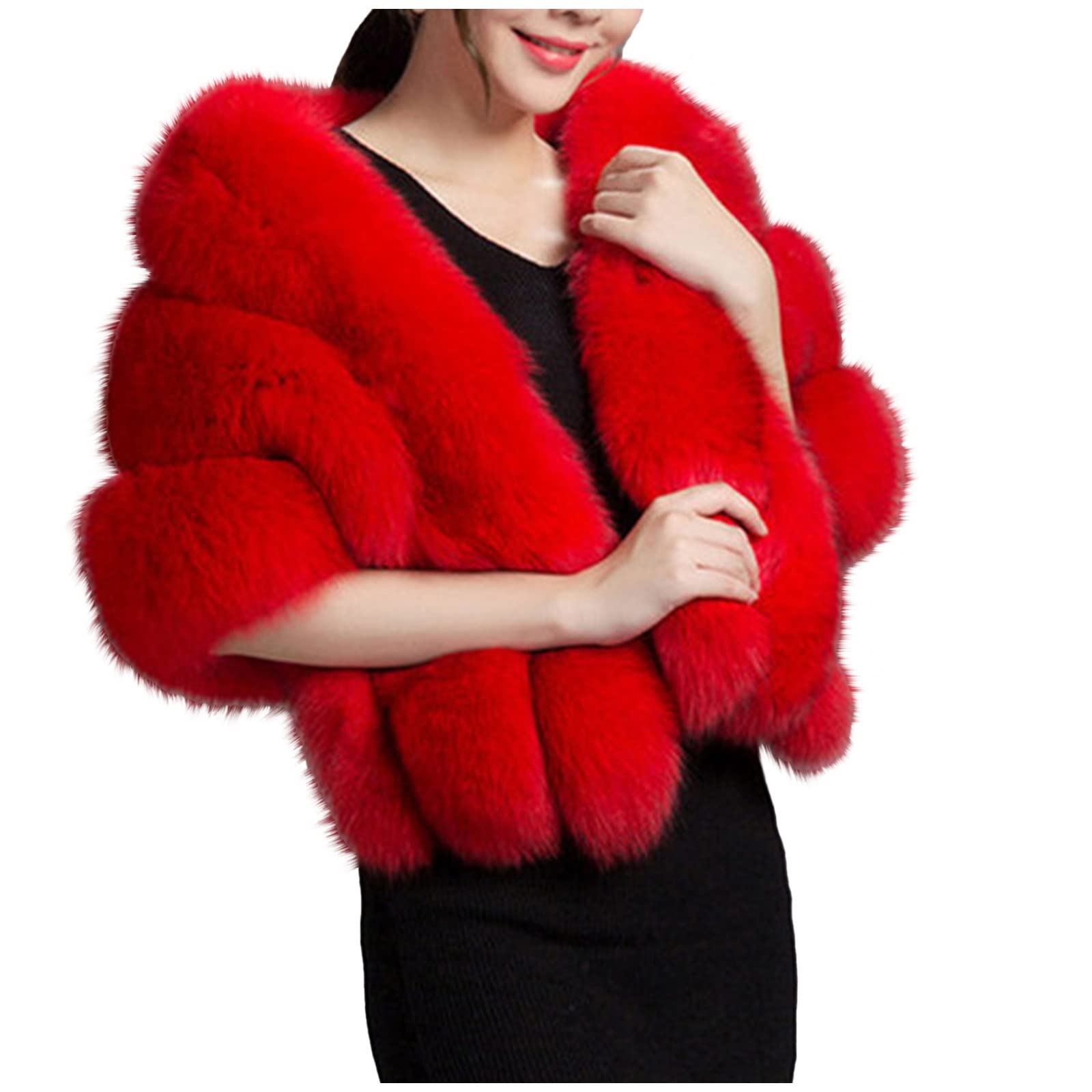 Elegante sposa da sposa finta sciarpa lunga stola avvolgere sciarpa tenere al caldo accessori di abbigliamento sciarpa sciarpa fascia set da donna (rosso taglia unica)