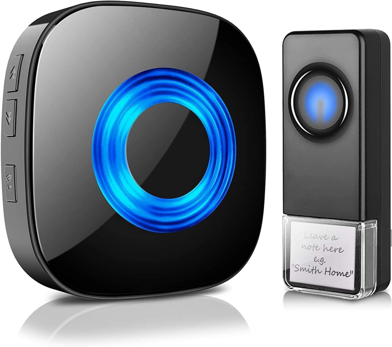PHYSEN Funkklingel, Türklingel Funk Set, IP55 Aussen Wasserdicht, Kabellose Türklingel 400m Reichweite, Haustür Klingel kit mit 4 Plug-In-Empfänger und 2 Sender, 58 Melodien doorbell Mit LED-Blitz
