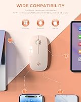 Vista 6 de RAPIQUE - Ratón inalámbrico Bluetooth - (BT5.1+USB) Ratón de computadora delgado de doble modo con clic silencioso, bajo consumo y 1600 DPI, ratón