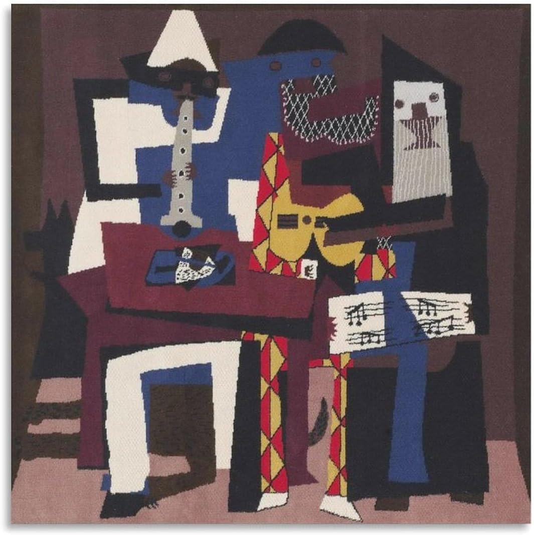 QSDTGHUIKP Three Musicians by Pablo Picasso Poster and Prints Abstract Canvas Painting Pablo Picasso Wall Art for Living Room Picture Decor 40x40cm Frameless