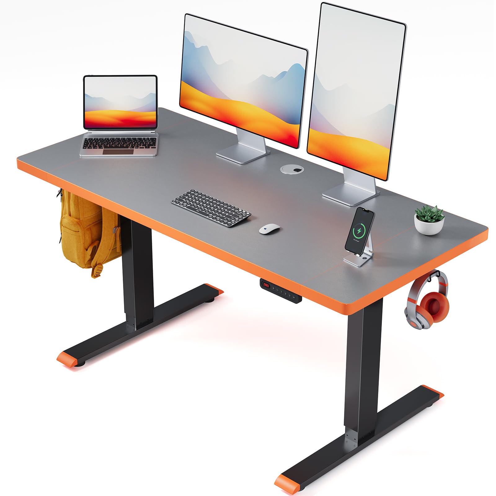 SIAGO Electric Standing Desk Adjustable - 48 x 24 Inch Sit Stand up Desk with Cable Management - 3 Memory Preset Adjustable Height Desk Computer Home Office Desk