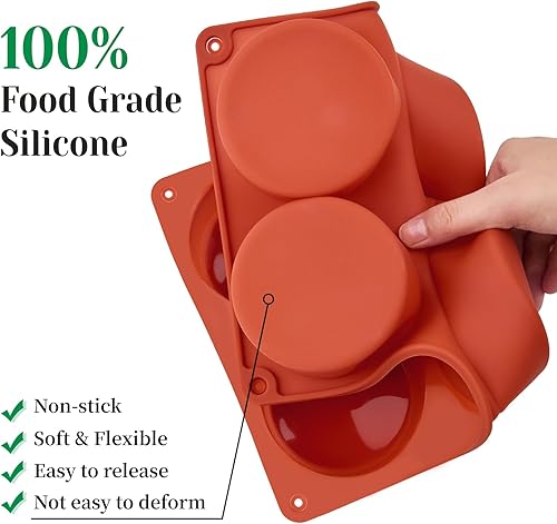 Miniatura 3 de Paquete de 2 moldes de silicona para mordeduras de huevo, moldes para hornear frittata profundos de 3 pulgadas, moldes redondos para hornear para