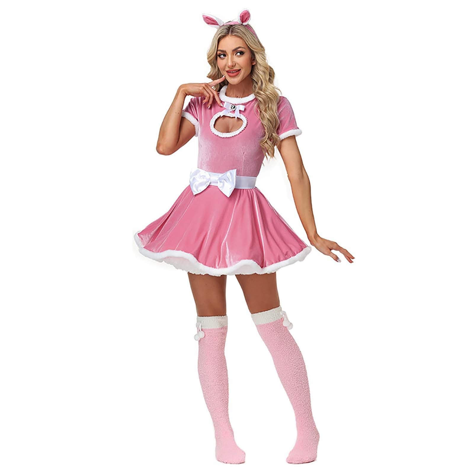 Generico Costume Natale Donna Coniglietta Rosa