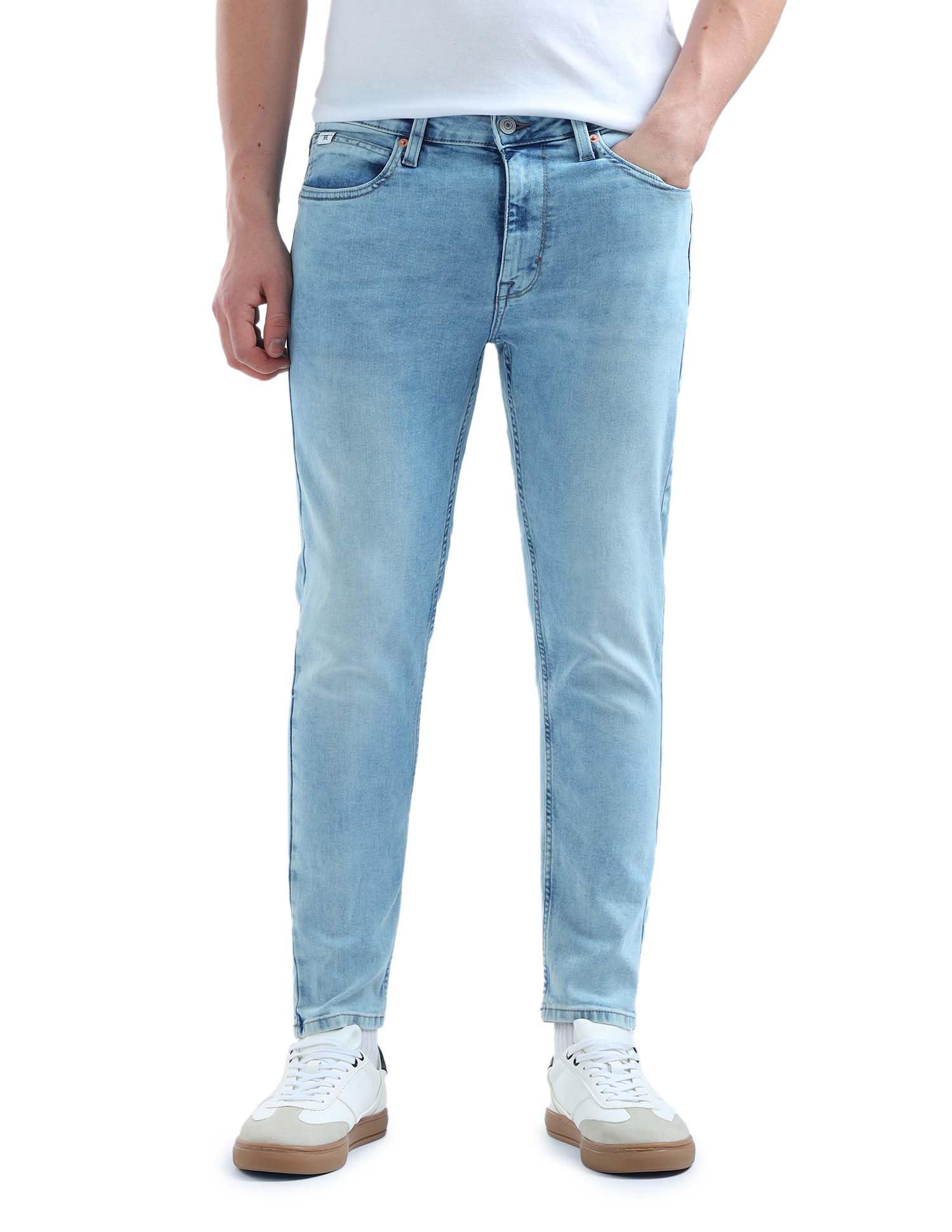 Flying Machine Men's Relaxed Tapered Fit Jeans| Solid | Mid Rise | Stretchable | Jeans for Man