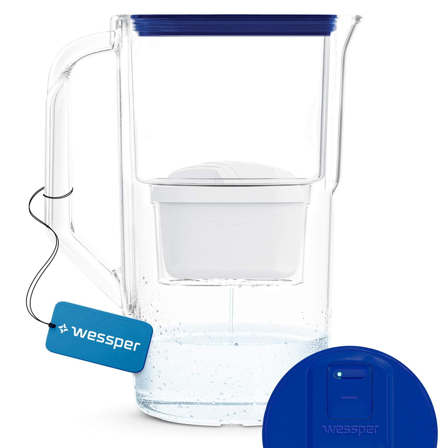 Carafe filtrante Wessper 2,8 L Brita Maxtra - Réduction du calcaire et du chlore - Compteur LED - Bleu | Filtre à eau in