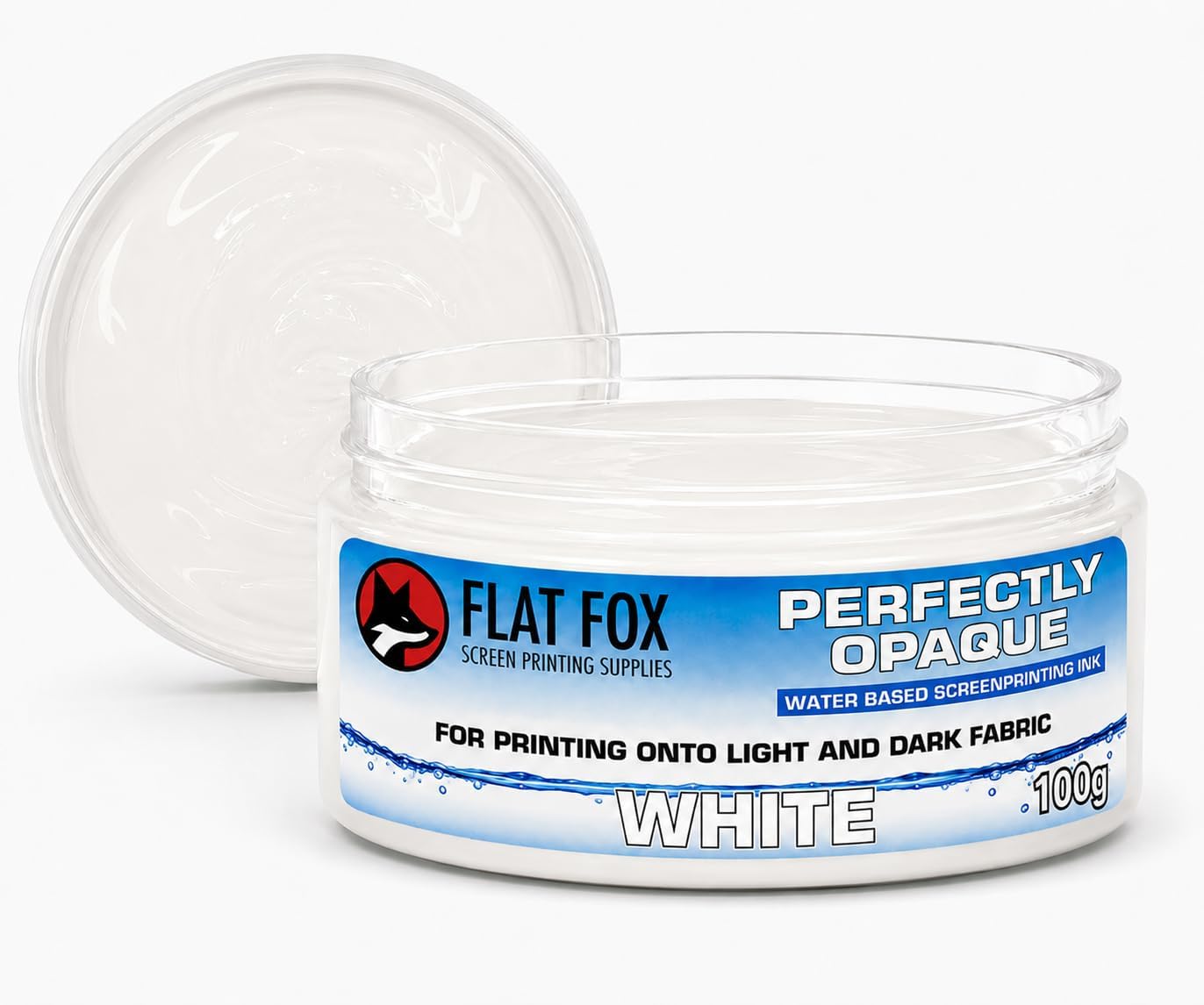 Flat Fox Screen Printing Opaque Water Based Fabric Inks (White, 100g)…