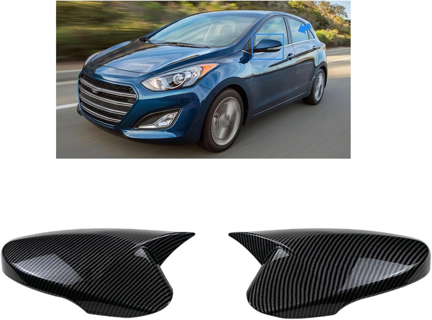 XJPGHA Wing Mirror Covers Caps for Hyundai Elantra 2011-2016, Sturdy Durable Cover Housing Door Mirror Vehicle Accessory Rearview Side Covers,Carbon Fiber Texture