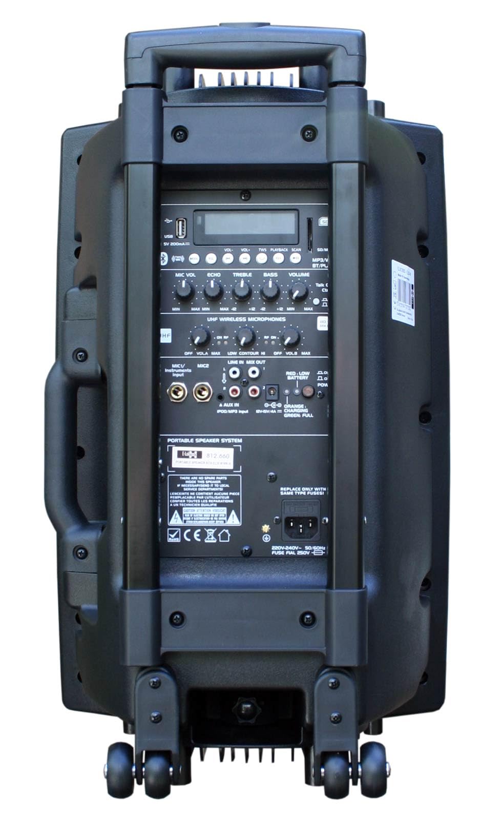 E-Lektron Bluetooth Karaoke Partybox mit 2 Funkmikrofonen – Mobile Lautsprecher EL30-M Komplettset mit Akku, USB, SD & Radio