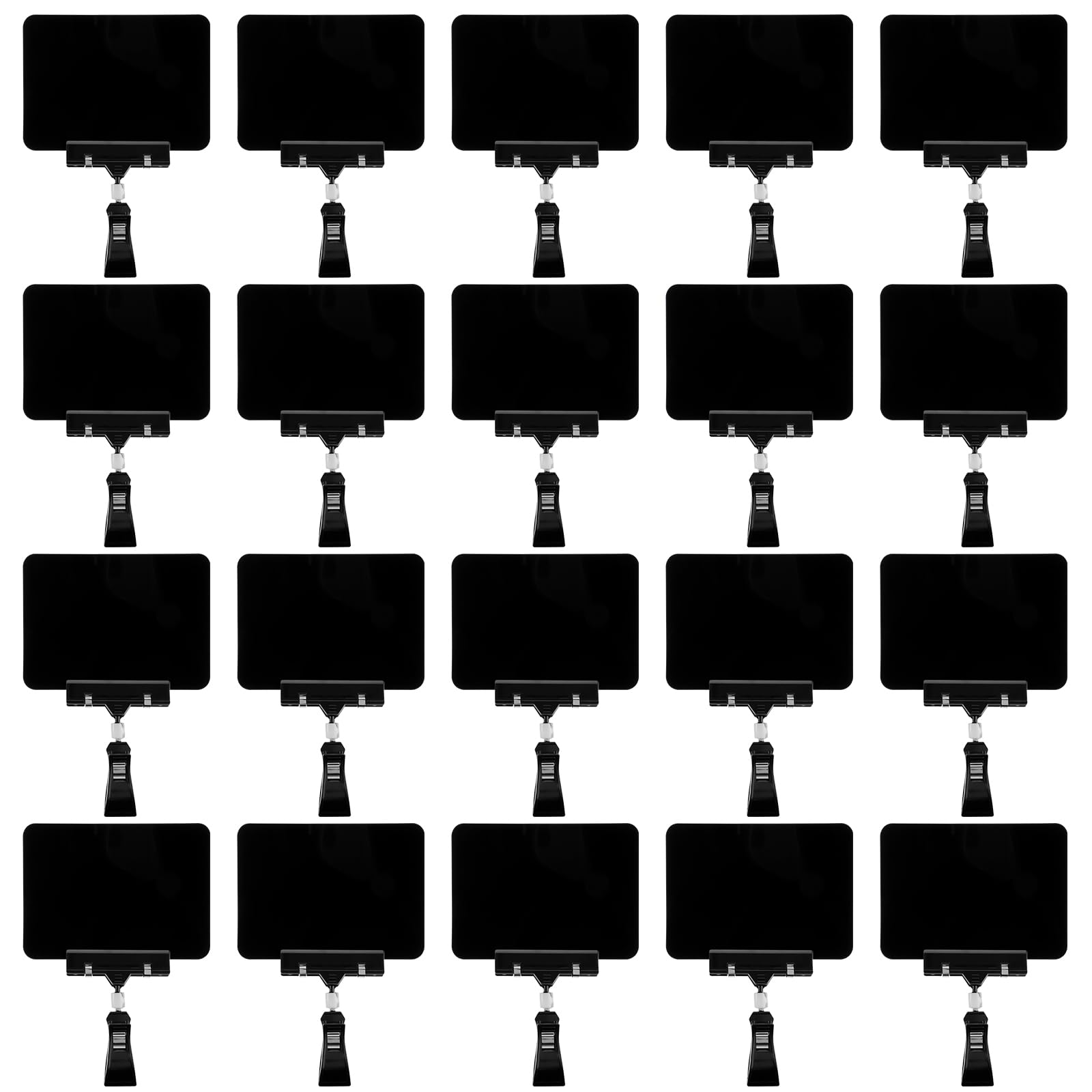 20Pack Mini Chalkboard Signs with Rotatable Clip, Erasable Double Sided Blackboard Clips Plastic Merchandise Sign Display Clip Holder for Food, Store