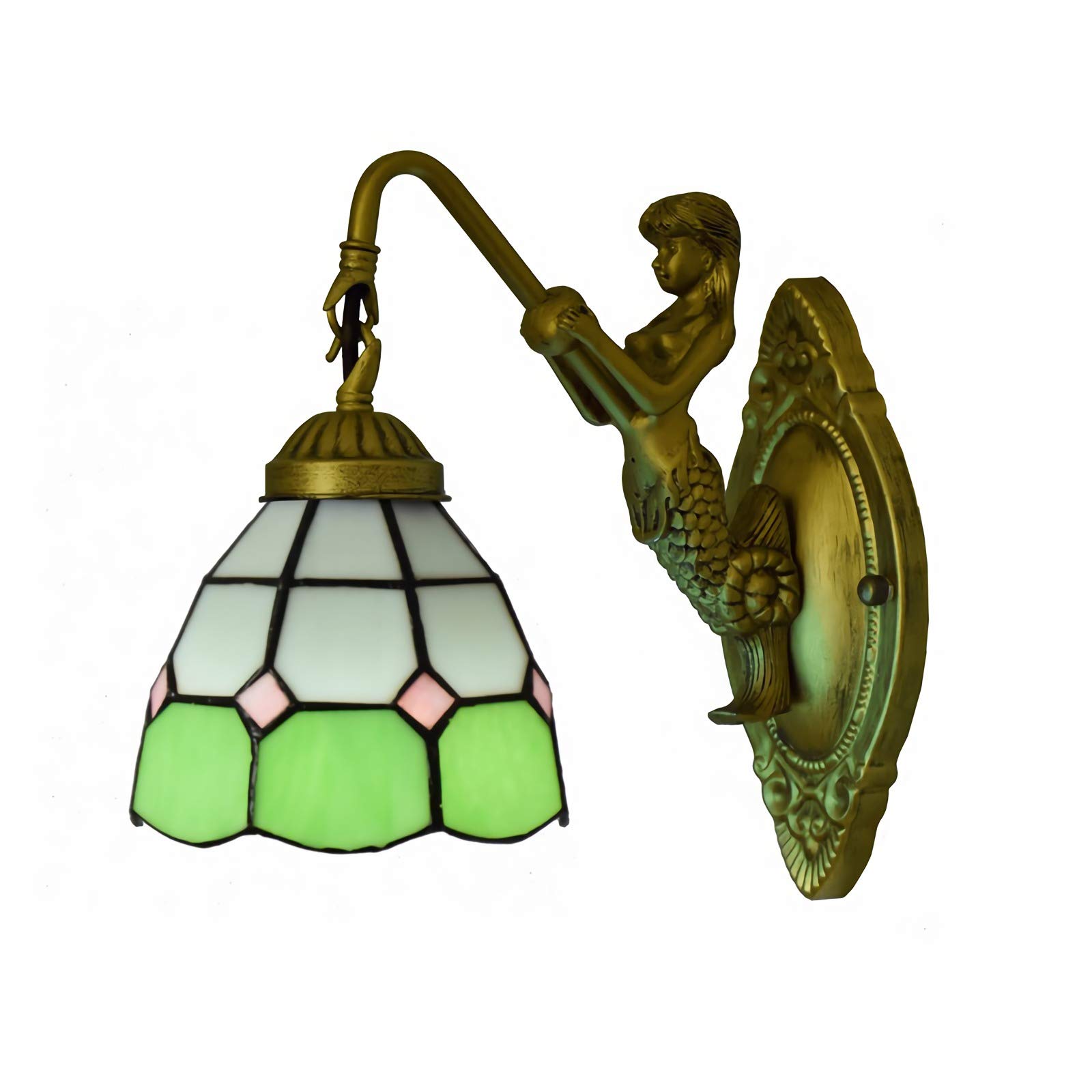 Aioneer Tiffany Style Wall Light, Vintage Stained Glass Wall Sconces, Bedroom Bedside Wall Lamp For Living Room Bathroom Hallway [Energy Class A + + ]-3