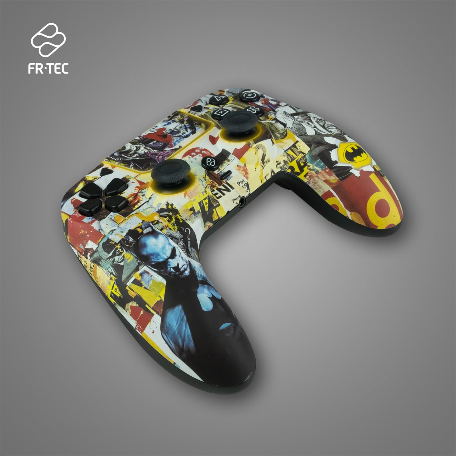 FRTEC – Mando Inalámbrico con Luz LED RGB Compatible con PC y PS4, Gamepad Bluetooth, Batería 950mAh, 10 horas de autonomía (Batman)