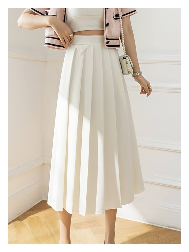 Summer Fashion Mid-Length Pleated Skirt Women's High Waist A