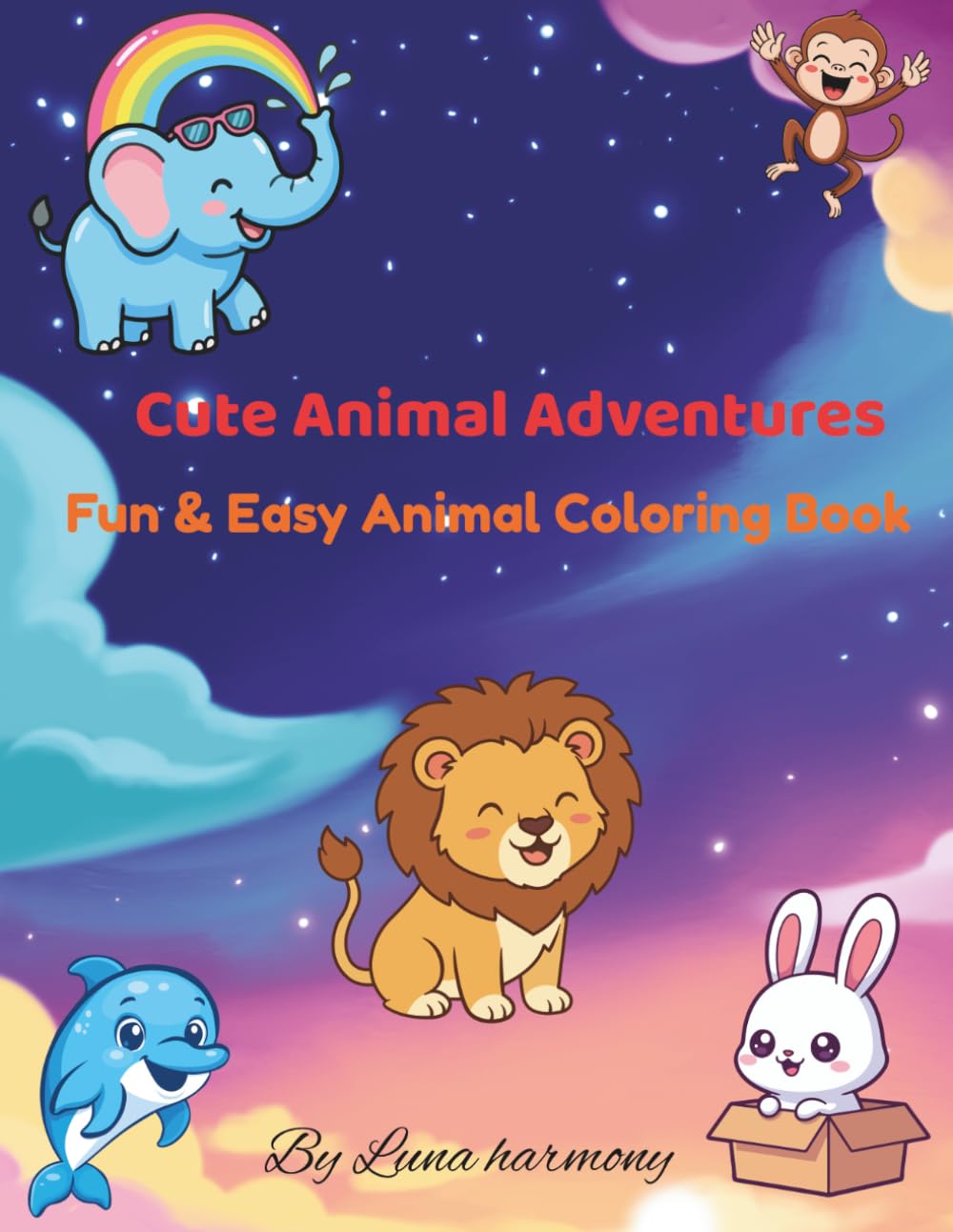 Cute Animal Adventures: Fun & Easy Animal Coloring Book