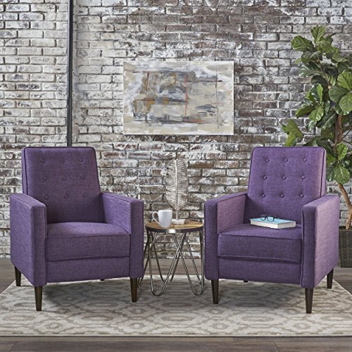 Gdfstudio Christopher Knight Home Mervynn Mid-Century Modern Fabric Recliners, 2-Pcs Set, Muted Purple / Dark Espresso #TOP5