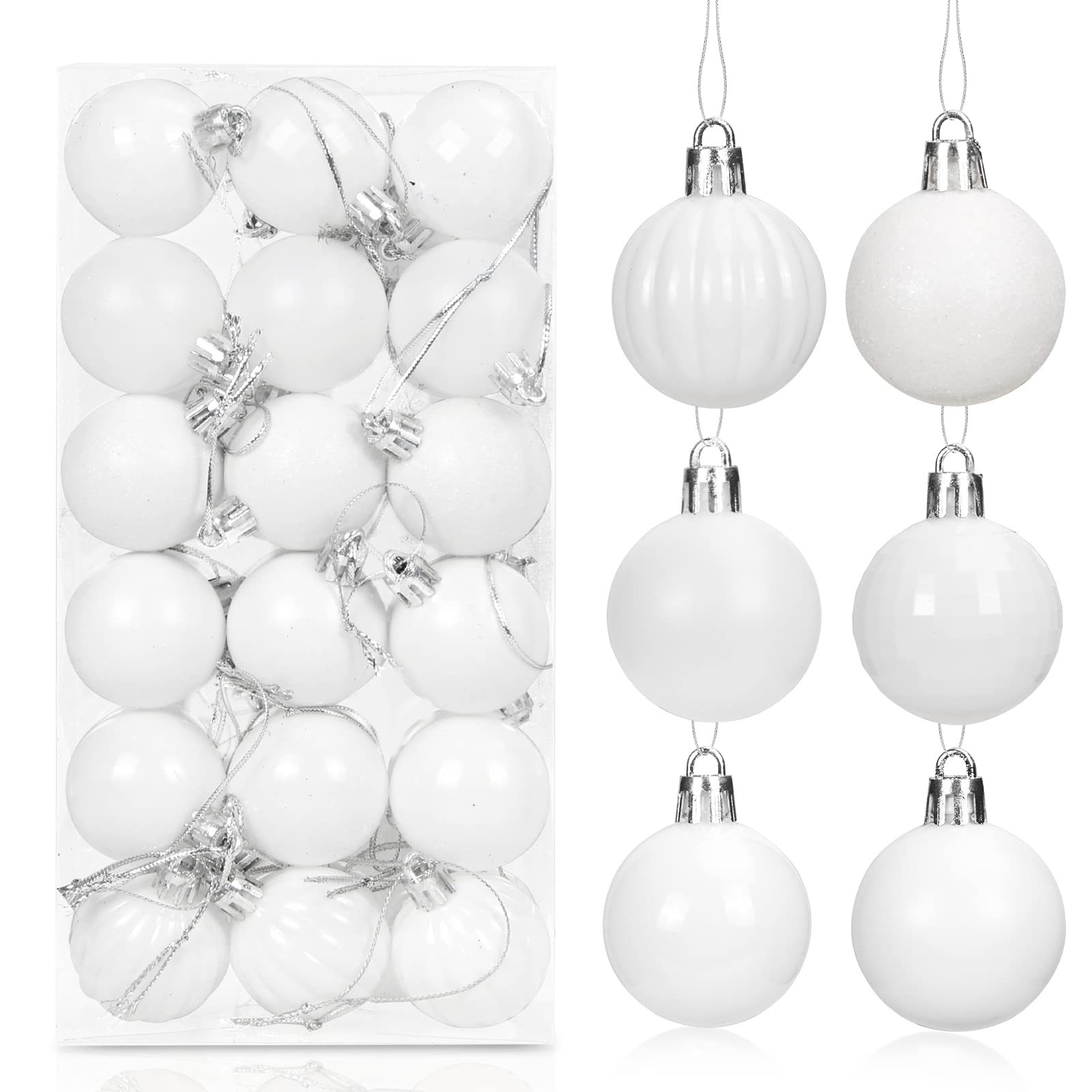 Bolas de arbol Navidad Blanco 36 Piezas, Adornos Plástico de 4 cm, Regalos Colgantes Decoración para Fiesta y Festival
