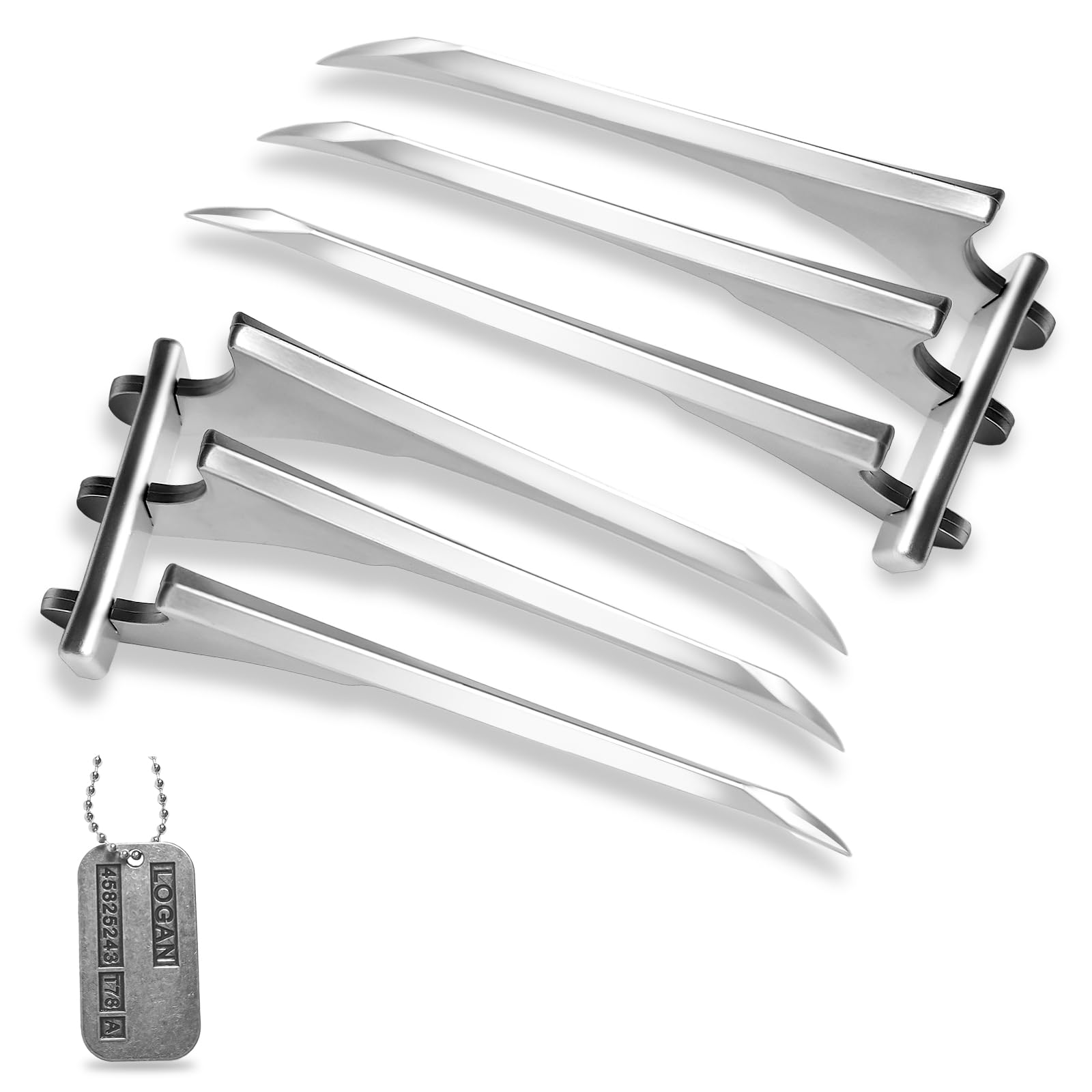 Plastic Wolverine Claws, Wolf Claws, Cosplay Costume Accessories, 2 Claws with Necklace Silvery