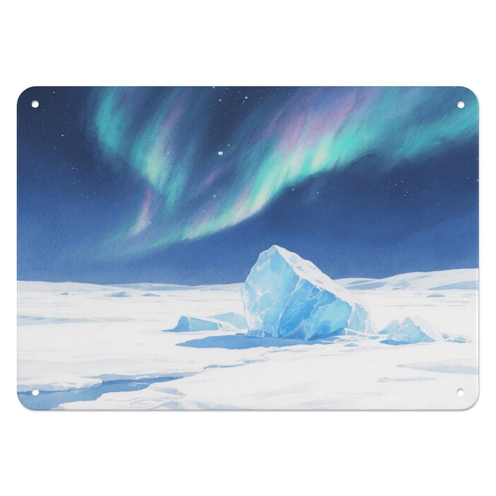 Fekiloot Style Ice Field And Aurora Wall Decor Iron Painting Metal Sign