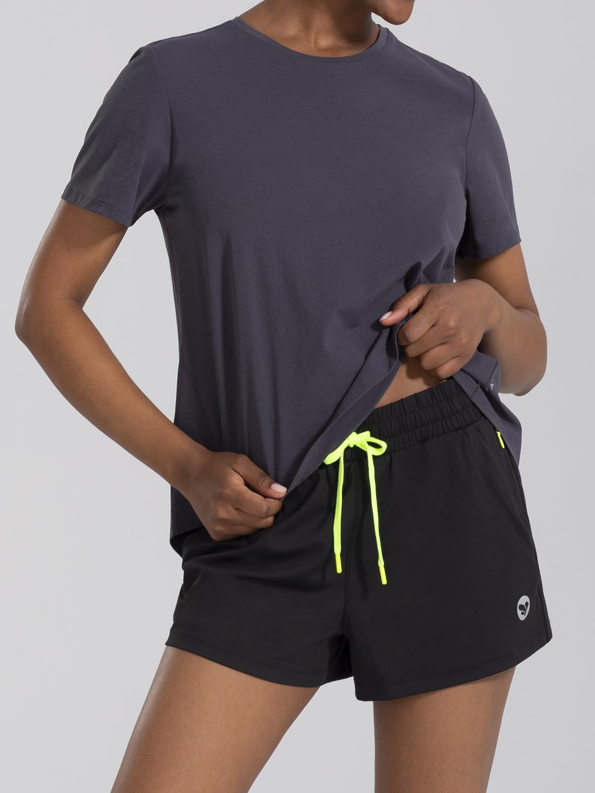 AARYA Pantaloncini da allenamento da donna a vita alta, pantaloncini da corsa atletici con tasca con cerniera e coulisse