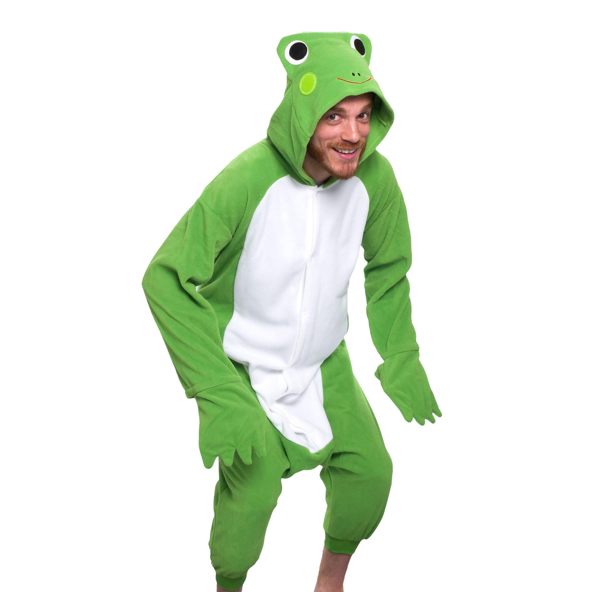 Funziez! Silver Lilly Adult Pajamas - Plush One Piece Cosplay Animal Costume (Frog, M)