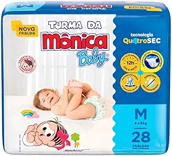 Fralda Turma da Mônica Baby Jumbo M 28 Unidades