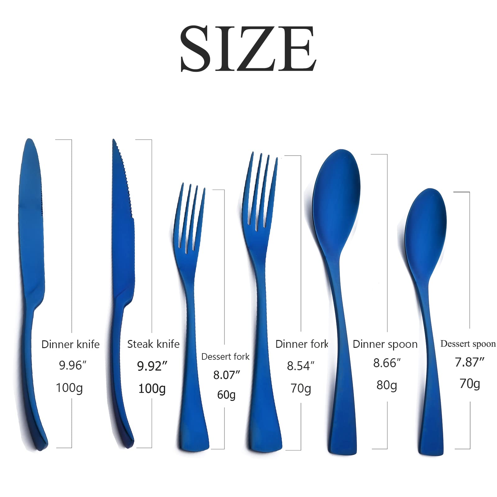 Snplowum Matte Blue Flatware Set With Steak Knife, 24pcs Heavy 18/10 Stainless Steel Silverware Generous Utensils Serving Set Include Knife/Fork/Spoon, Fancy Wedding Cutlery Service For 4