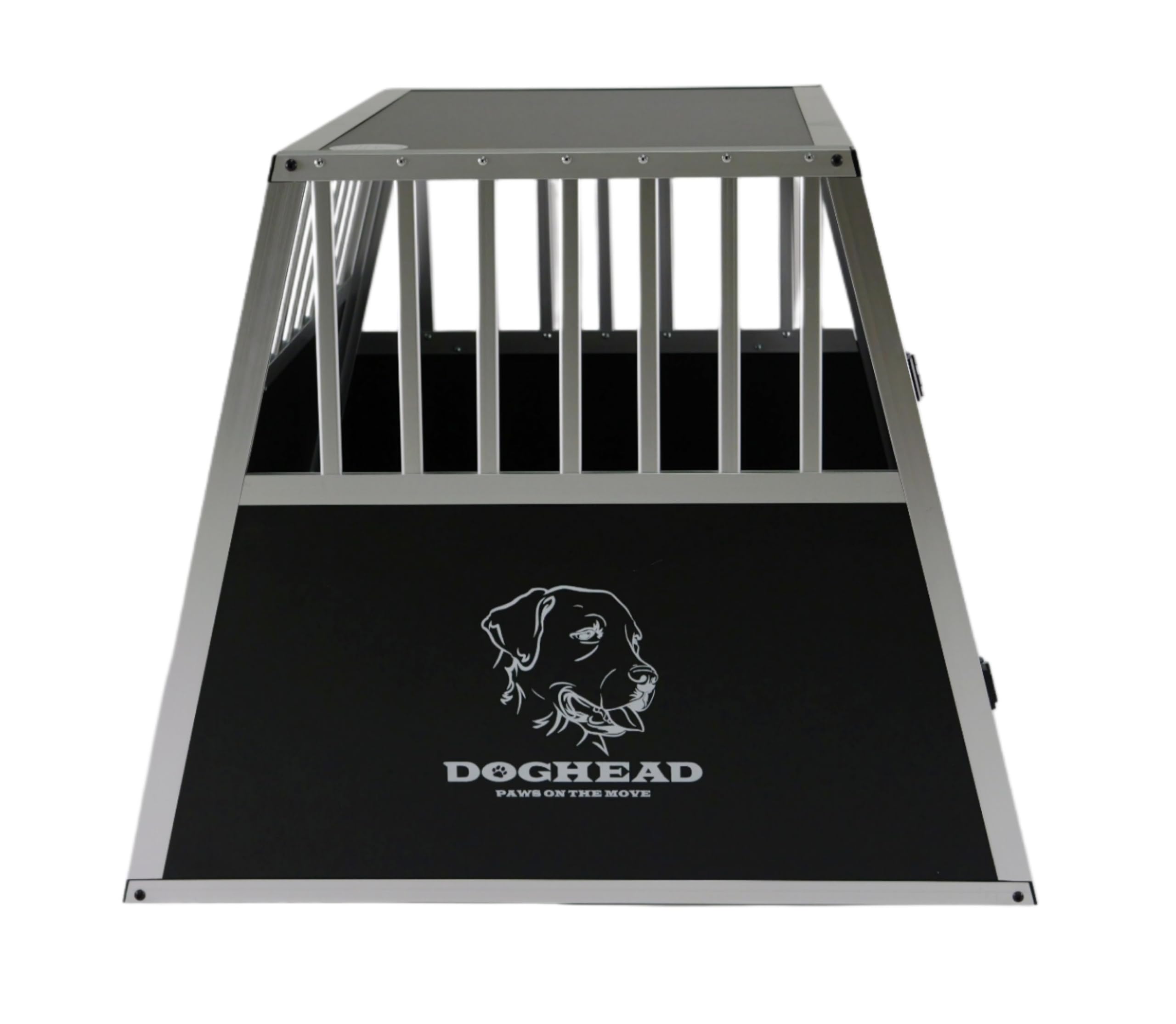 DOGHEAD Caisse de transport pour chien en aluminium - 80 x 85 x 69 cm - Écoline - Noir/argenté - Ne convient pas aux breaks