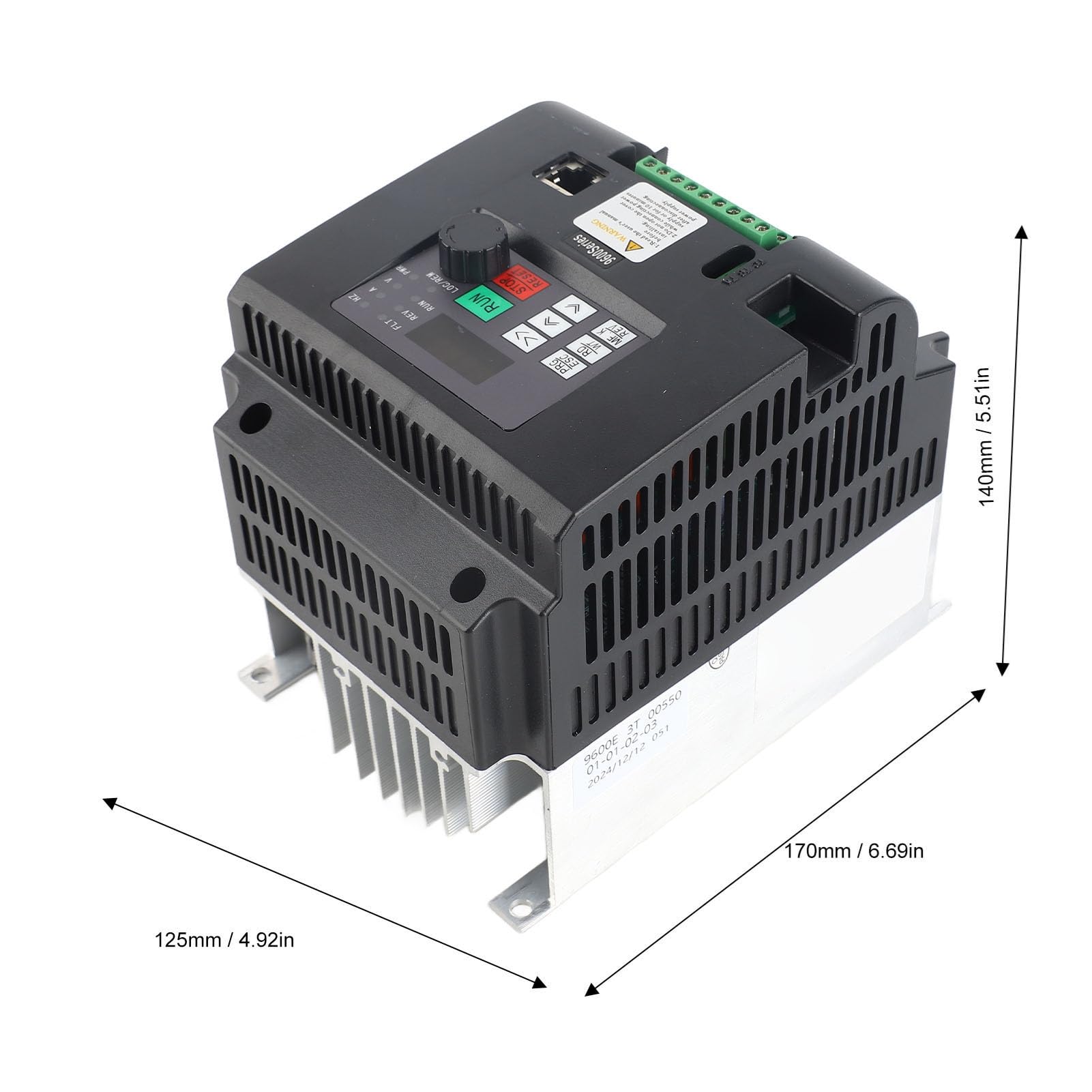 Hyuduo Convertidor de Frecuencia Solar Fotovoltaica de 5,5 KW, Entrada Trifásica de 400-700 V CC, Salida de 0-380 V CA con Controlador MPPT, Variador de Frecuencia para Hogares, Empresas e Industrias