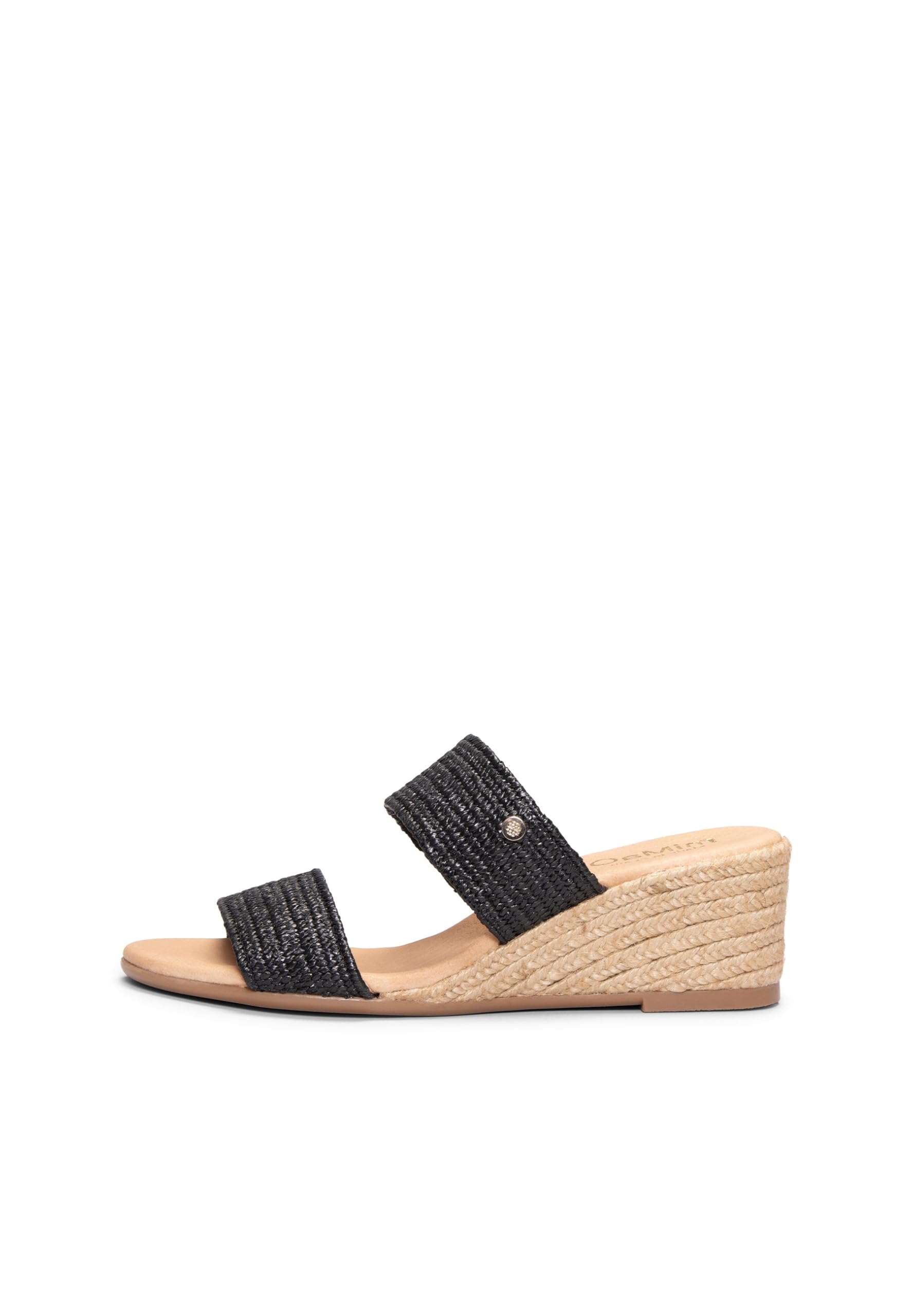 miMaO. Mules à talon compensé de type espadrilles. Fabrication artisanale