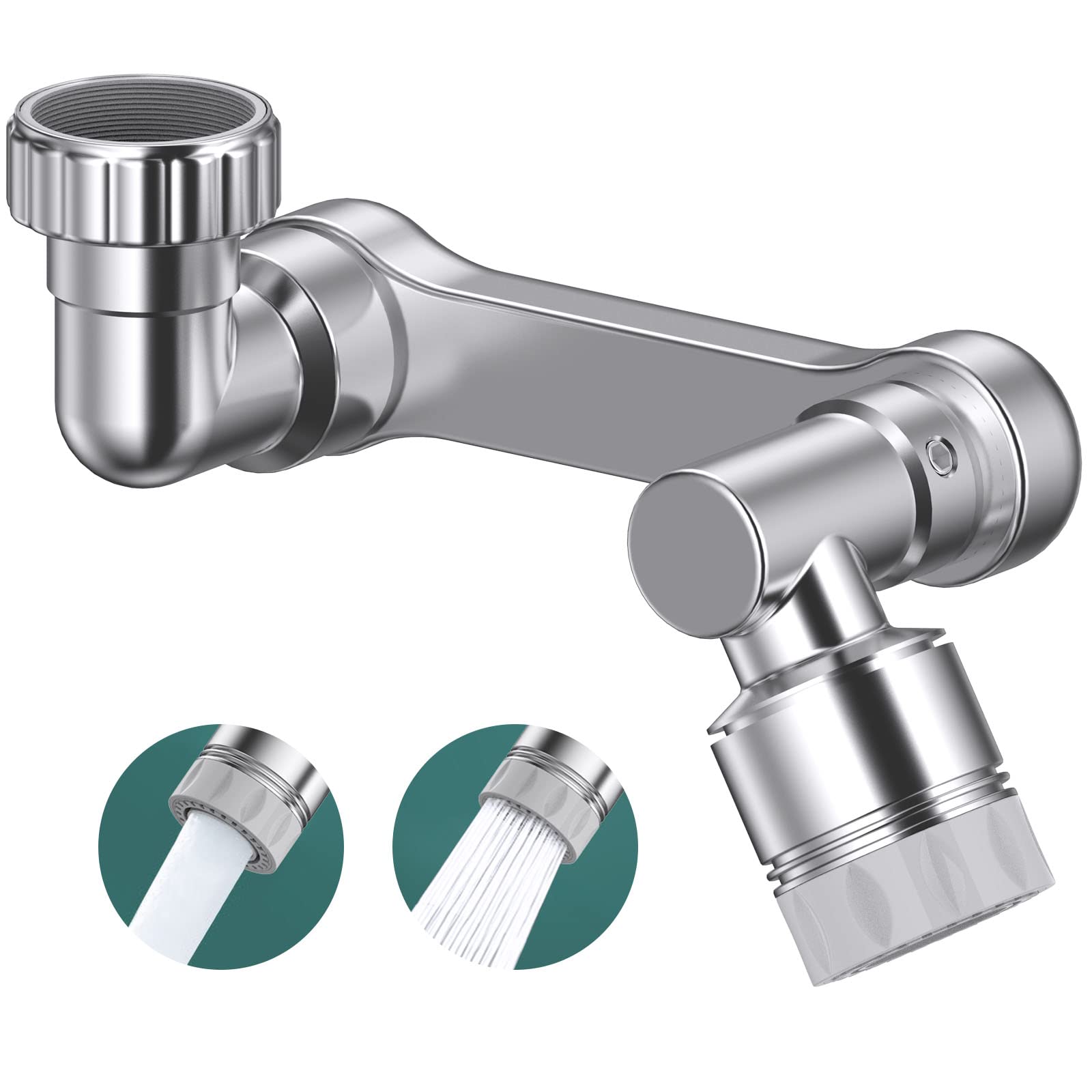 Ainiv 1080° Rotate Tap Aerator, ABS Swivel Water Saving Faucet with Filter for 22/24MM Threaded Taps, Faucet Aerator Swivel Kitchen Sink 2 Modes, Tap Extension Connection for Kitchen, Bathroom