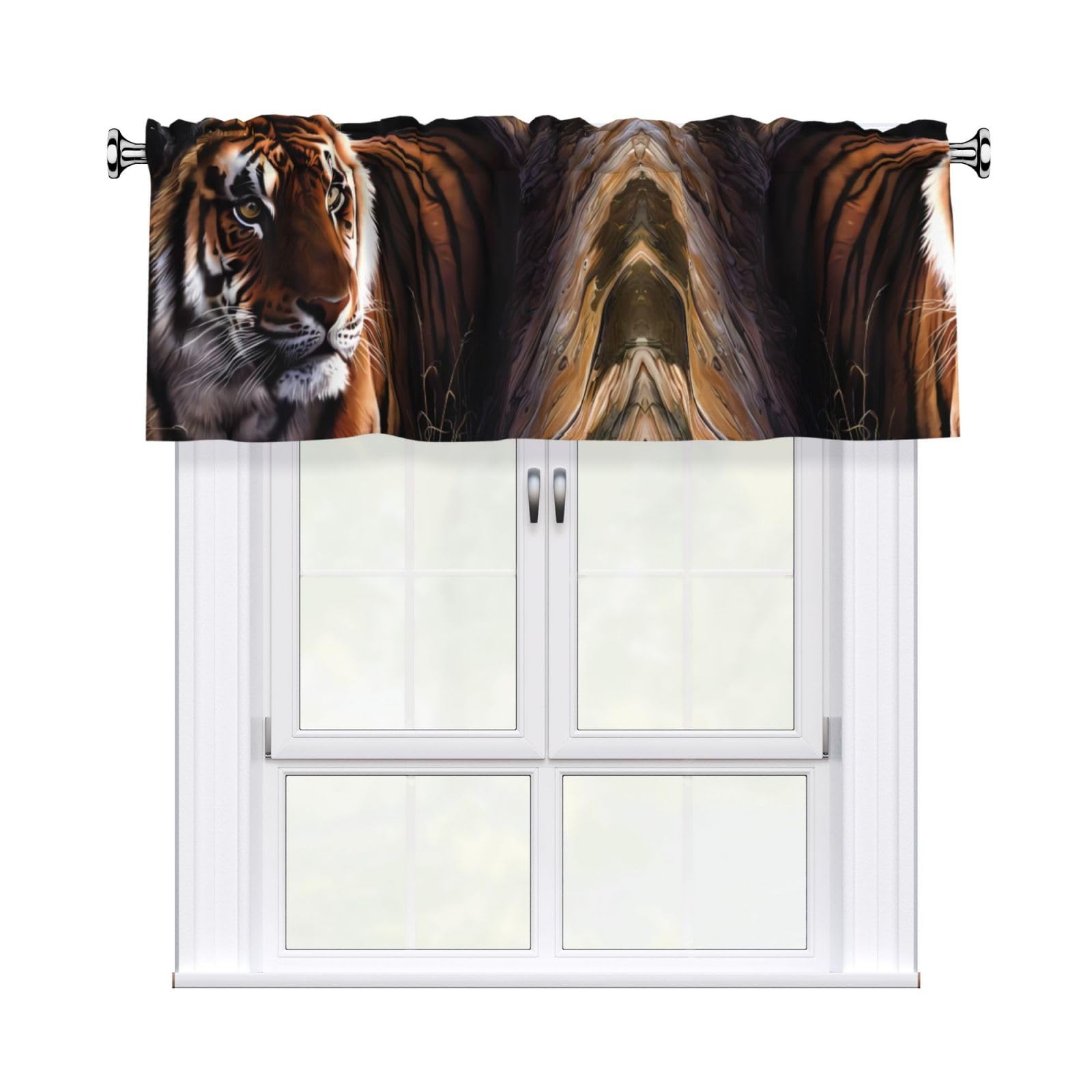 YYHHAOFA Bengal Tiger Prints Durable Kitchen Window Layer – 54x18 Inch 100% Polyester Valance with Precision Construction