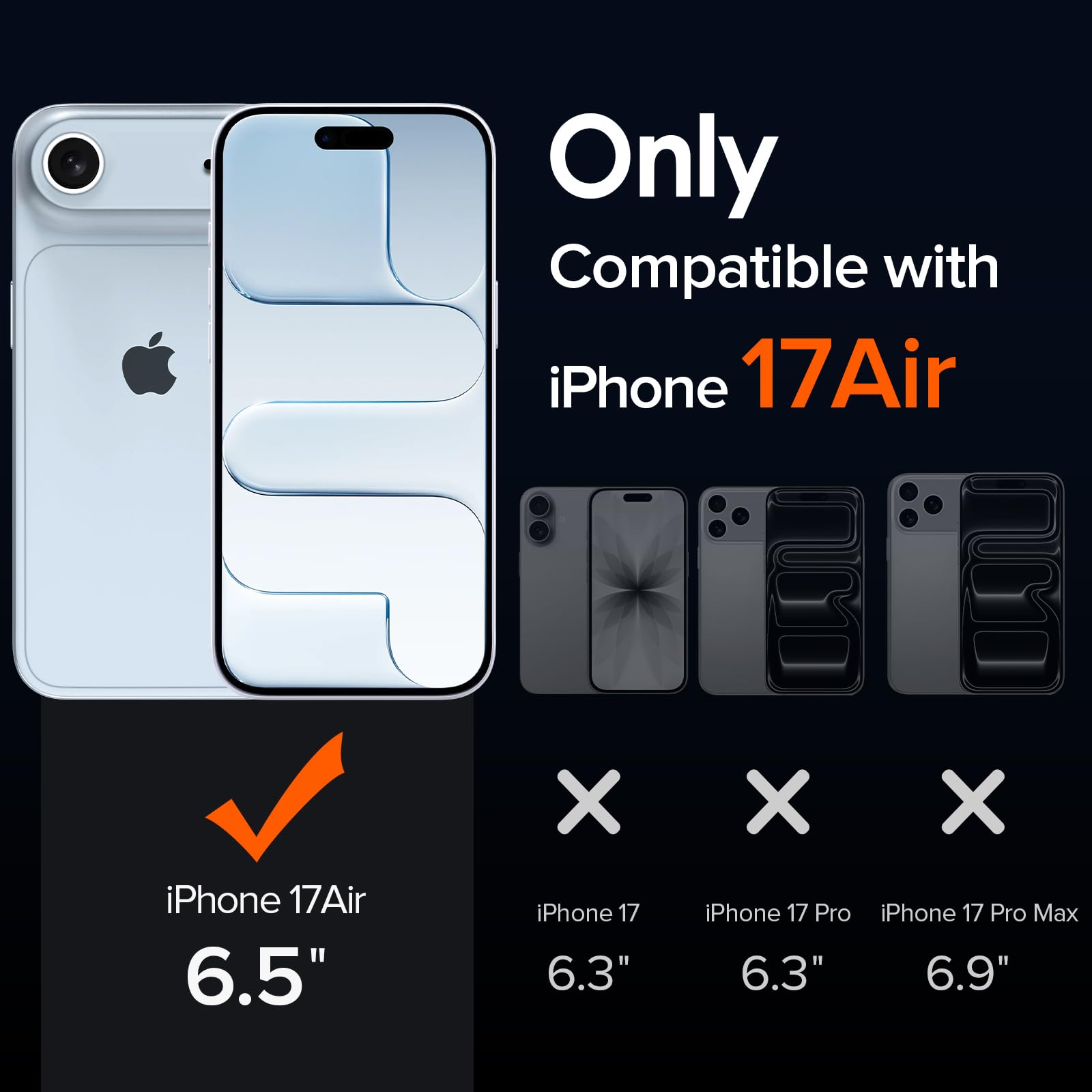 iVoler Anti Ingiallimento Chiaro Cover per iPhone 17 Air 6.5 Pollice con 2 Pezzi Pellicola Vetro Temperato, [Antiurto di Grado Militare] Custodia Trasparente Sottile Case