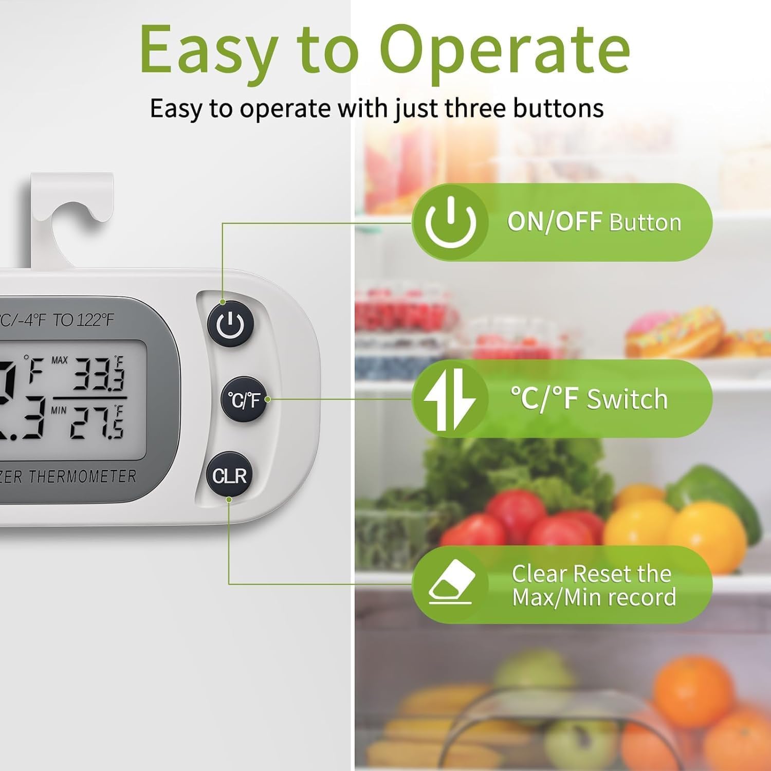 KESESU Waterproof Refrigerator Fridge Thermometer, Digital Freezer Room Thermometer, Max/Min Record Function Large LCD Screen for Kitchen, Home, Restaurants (Pack of 1) 4 61yG8KuKJsL. SL1500