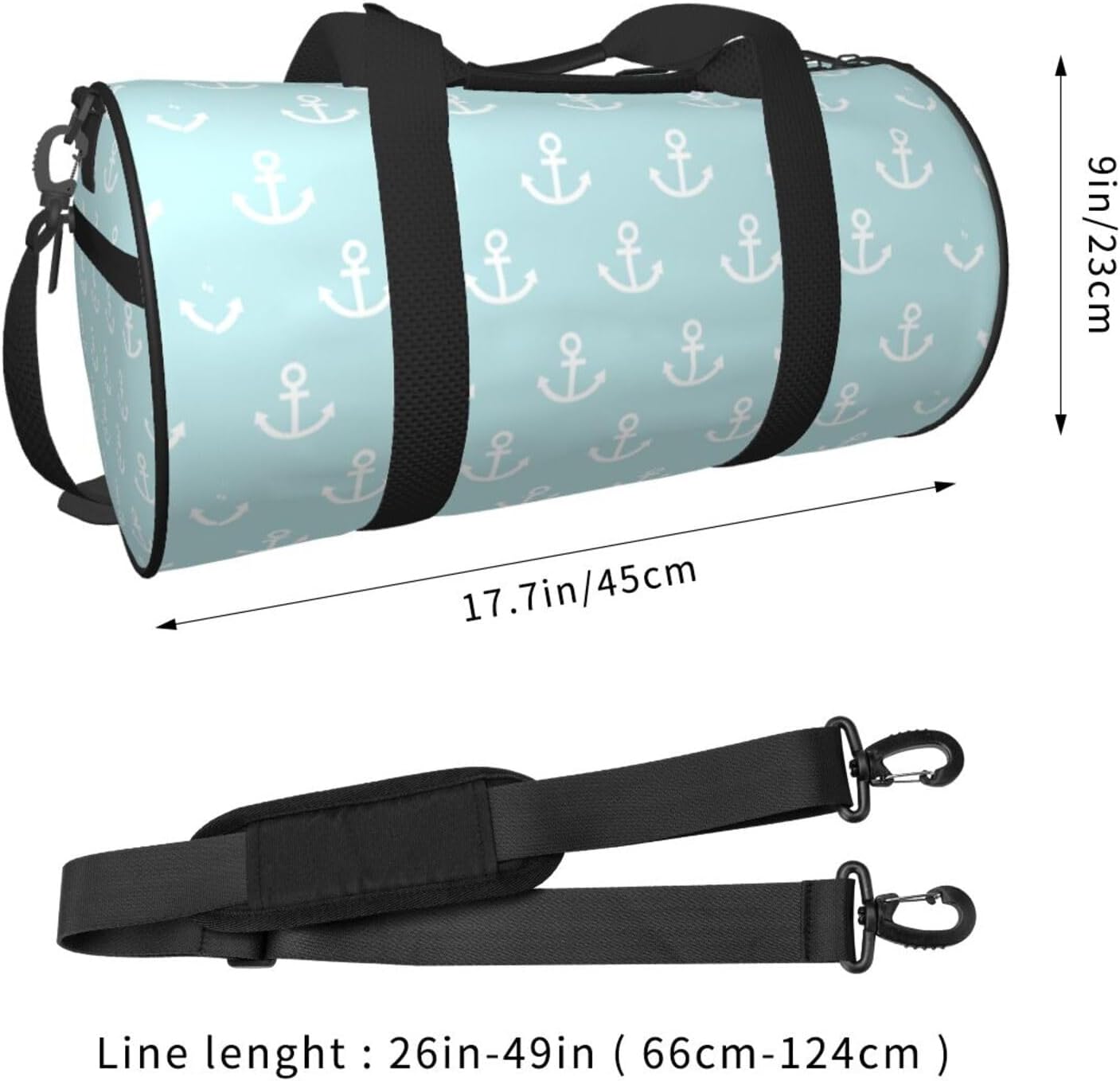 Anchors Blue Background Sports Gym Bag Travel Duffel Bag Shoes Compartment For Men Women Foldable Lightweight Yoga Gym Sports Bag - Image 3