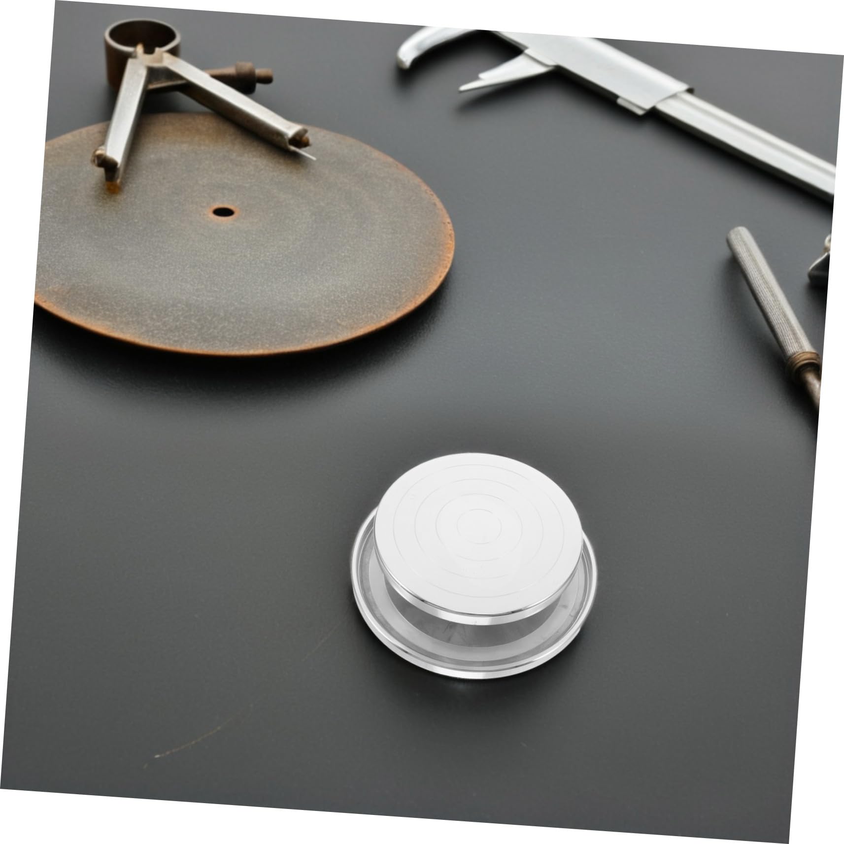 Plato Giratorio de Arcilla de Aluminio de Base Rotatoria Estable con Rodamiento y Anillo Antideslizante Doble Cara para Escultura y Cerámica Manual