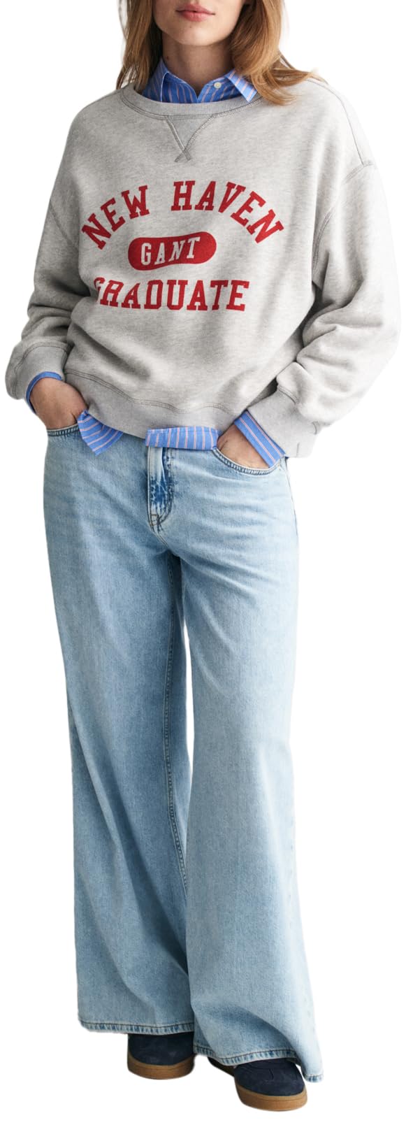 GANT Felpa con Scollo A C Maglia di Tuta Donna