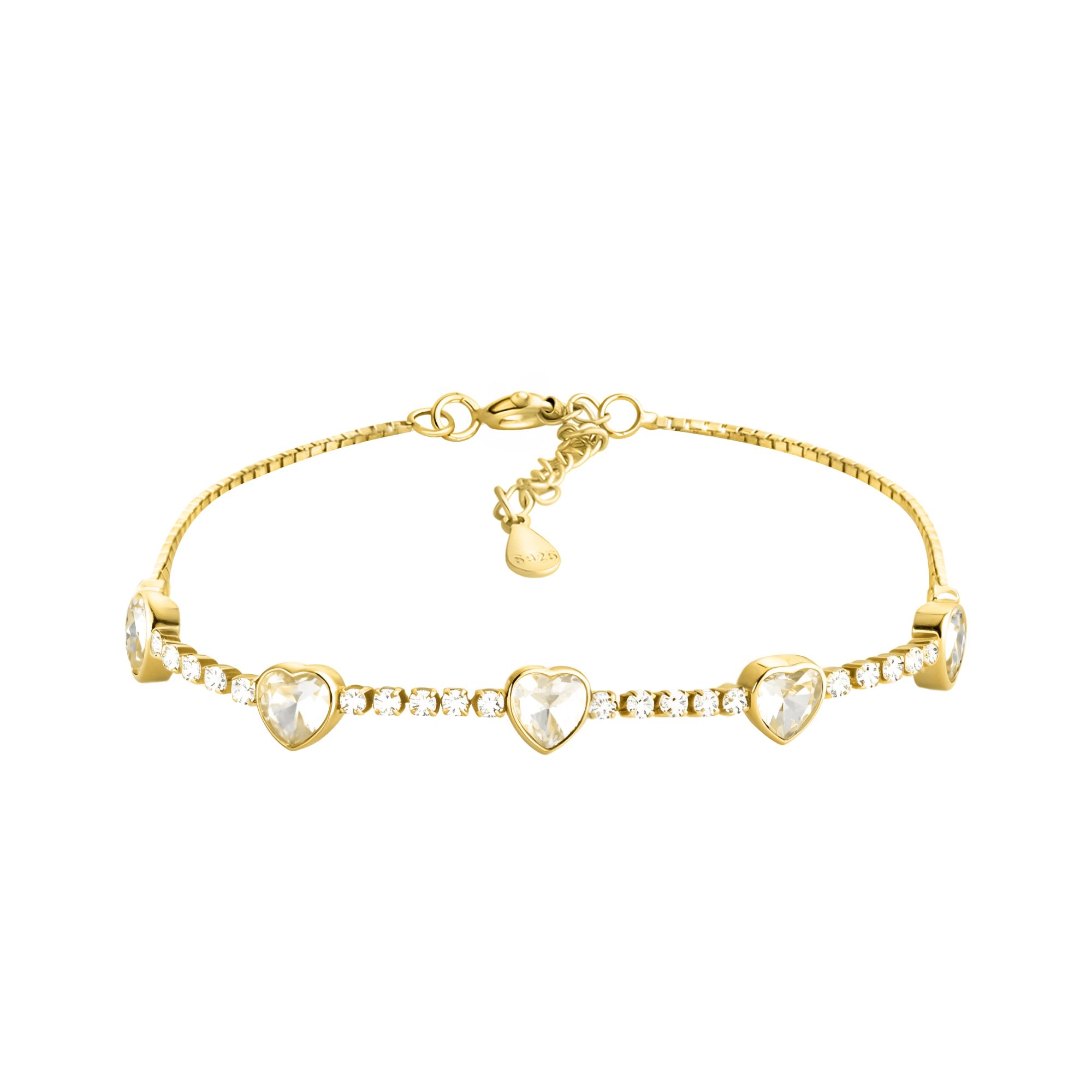 Sofia Milani - Bracciale da Donna in Argento 925 - con Pietra Zircone - Ciondolo a Cuore