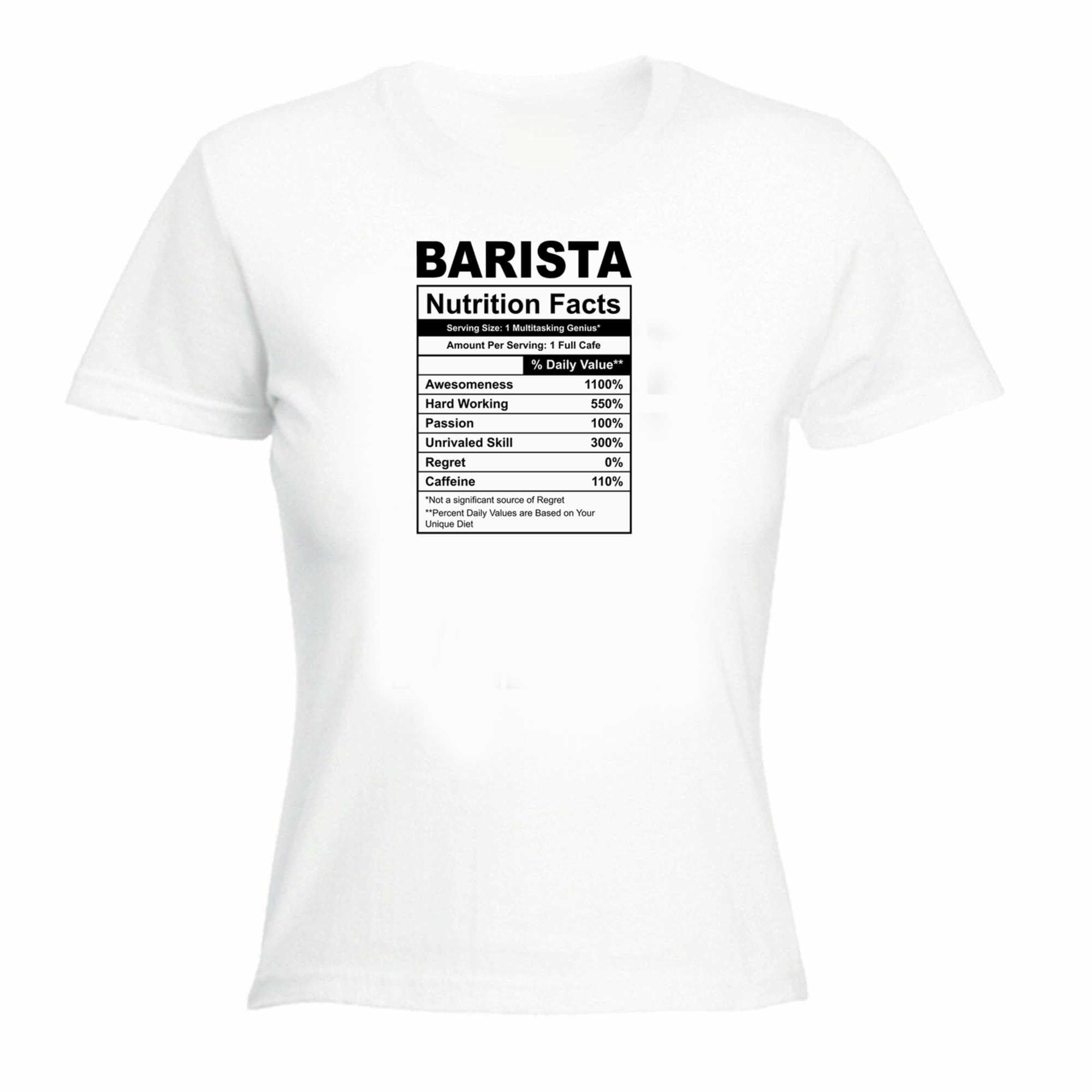APSRA RETAILBarista Nutrition Facts - Funny Womens Ladies Top T Shirt T-Shirt Shirts Tshirt Casual T-Shirt Half Sleeve Round Neck Printed Men's t shirt