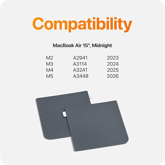 GhostShield Premium Palm Rest Protector Skin Cover Set, Scratches and Wear Protection, Compatible with MacBook Air 15 2026 2025 2024 2023 with M5/M4/M3/M2, A3448 A3241 A3114 A2941, Midnight