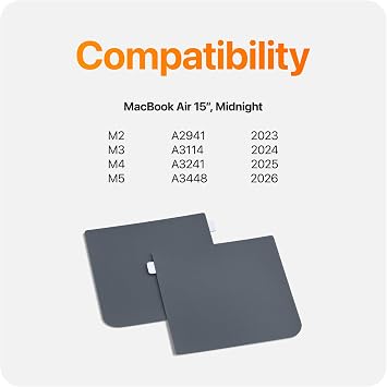 GhostShield Premium Palm Rest Protector Skin Cover Set, Scratches and Wear Protection, Compatible with MacBook Air 15 2026 2025 2024 2023 with M5/M4/M3/M2, A3448 A3241 A3114 A2941, Midnight
