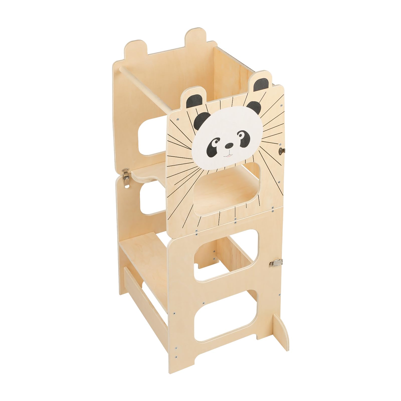 Tour Montessori en Bois 1,5-99 Ans, Tour d'apprentissage pour Enfants en Bois avec Tableau, 3-en-1 Tour d'observation Enfant, réglables en Hauteur, Pieds Anti-basculement-87*42*38.5 cm-couleur bois