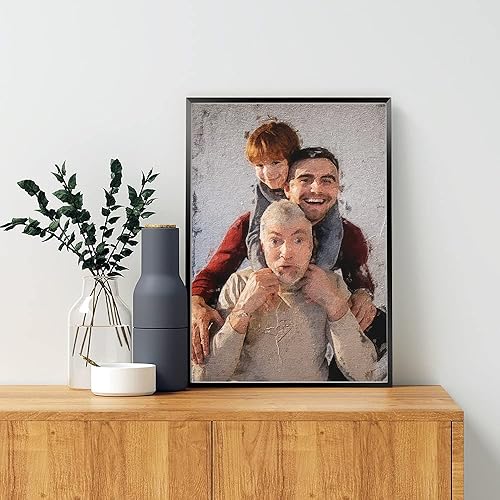 Miniatura 2 de Awesometik Pintura de retrato de foto regalo personalizado arte de pared impresión digital sobre lienzo (Familiar)